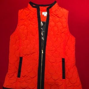 Crown & Ivy bright orange vest with navy contrast